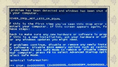 藍(lán)屏錯誤0x00000001