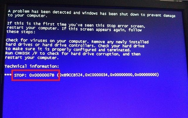 win7開機藍屏提示stop 0x0000007b怎么辦